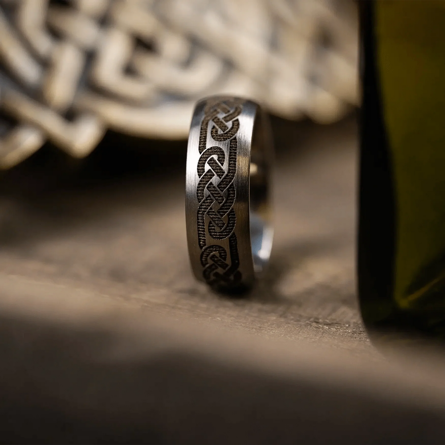The Liam - Men's Ring / Wedding Band - Titanium with Celtic Knotwork