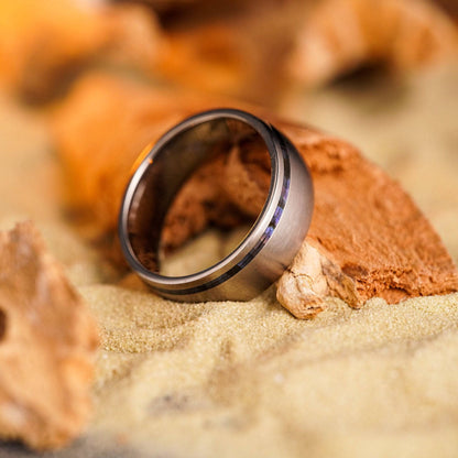 The Navigator - Men's Ring / Wedding Band - Titanium with Abalone Shell