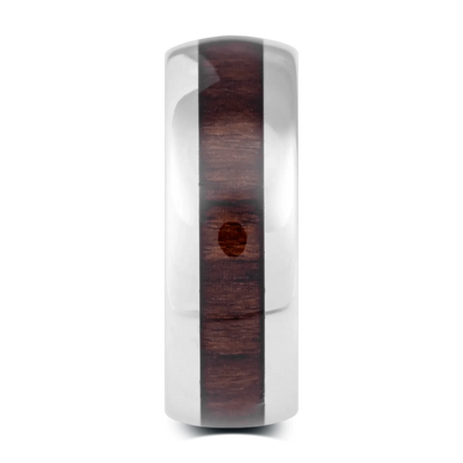 The Rancher - Men's Ring / Wedding Band - Platinum Plated Tungsten with Koa Wood