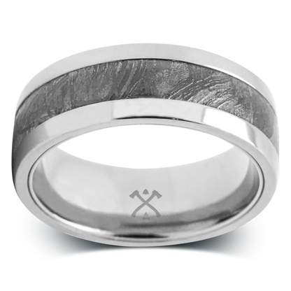 The Rocketeer - Men's Ring / Wedding Band - Titanium with Meteorite Inlay