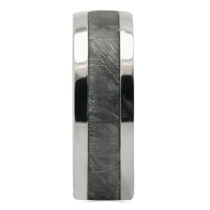 The Rocketeer - Men's Ring / Wedding Band - Titanium with Meteorite Inlay