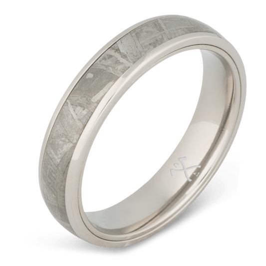 The Rocketman - Men's Ring / Wedding Band  - Titanium with Meteorite