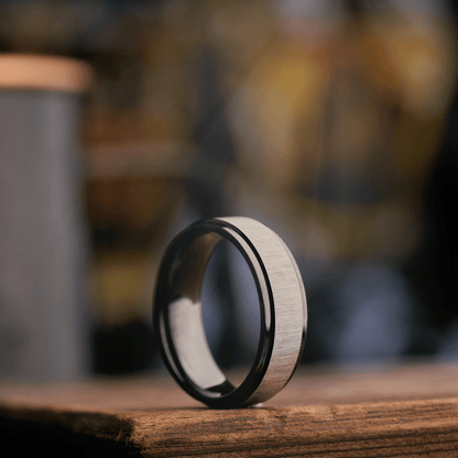 The Storyteller- Men's Ring / Wedding Band - Charcoal Gray Zirconium