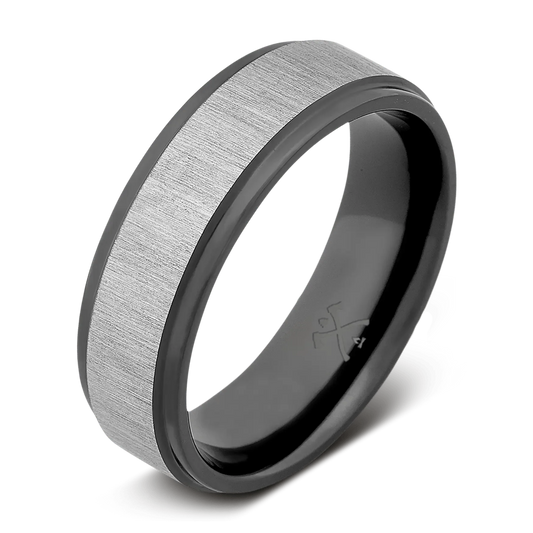 The Storyteller- Men's Ring / Wedding Band - Charcoal Gray Zirconium