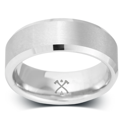 The Visionary - Men's Ring / Wedding Band - Platinum Plated Tungsten