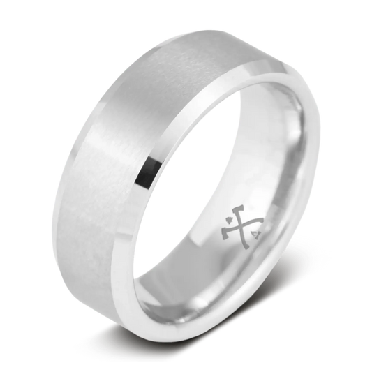 The Visionary - Men's Ring / Wedding Band - Platinum Plated Tungsten