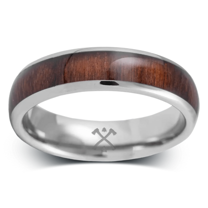 The Writer - Men's Ring / Wedding Band - Tungsten and Koa Wood