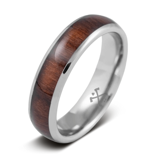 The Writer - Men's Ring / Wedding Band - Tungsten and Koa Wood