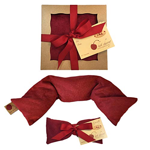 Feel Better Pack in Red Ultra Suede: Square, Eye Pillow & Neck Wrap - Hot and Cold Comfort Packs