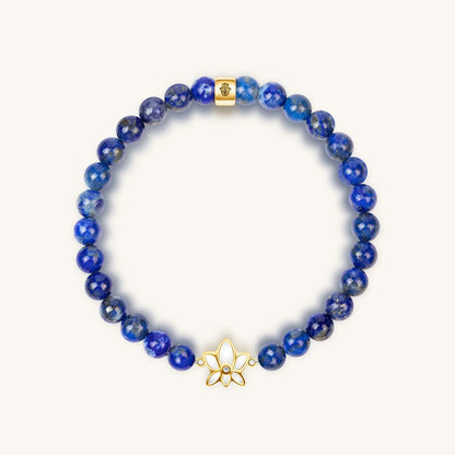 Bloom with Brilliance Lapis Lazuli Lotus Charm Bracelet