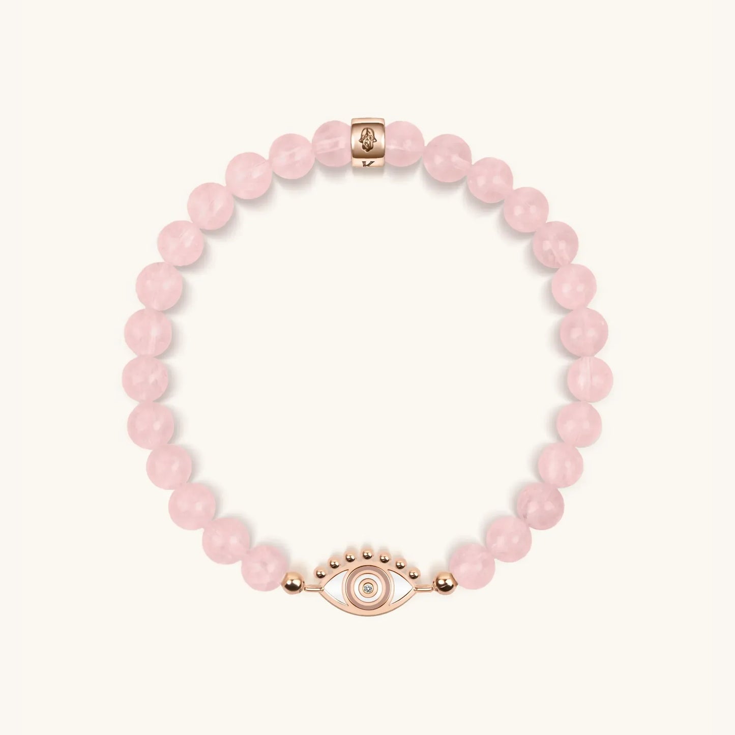 Emotional Healing Rose Quartz Evil Eye Charm Bracelet