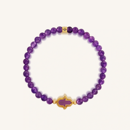 Guiding Light Amethyst Hamsa Gold Bracelet