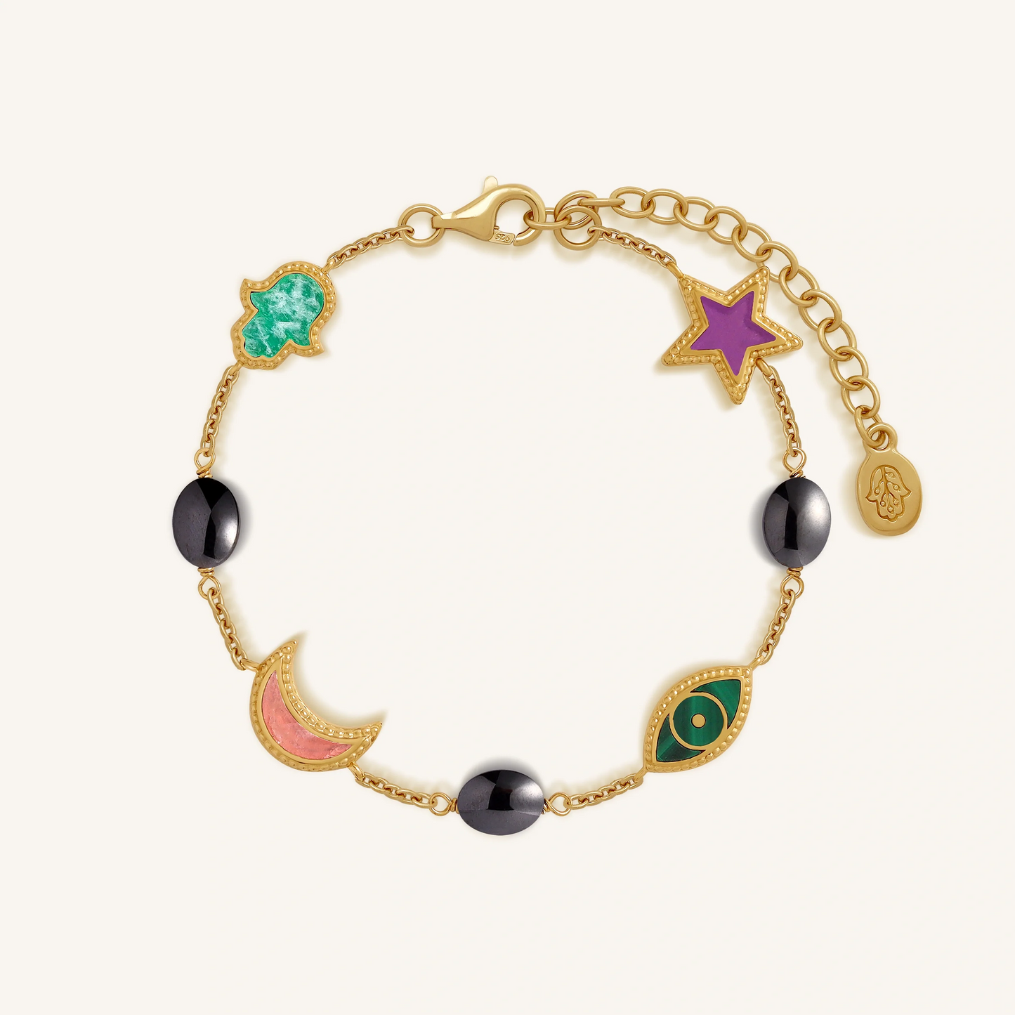 Celestial Harmony Moon, Star & Hamsa Bracelet