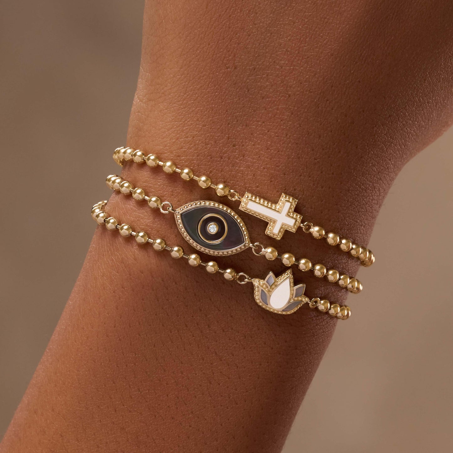 Delicate Karma Lotus Mother of Pearl Bracelet