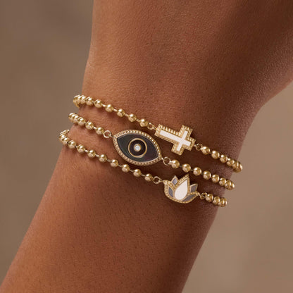 Delicate Karma Lotus Mother of Pearl Bracelet
