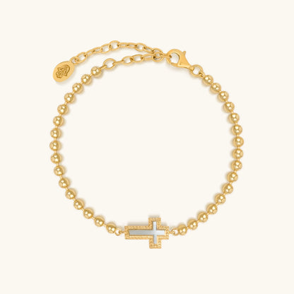 Sparkling Soul Mother of Pearl Cross Bracelet