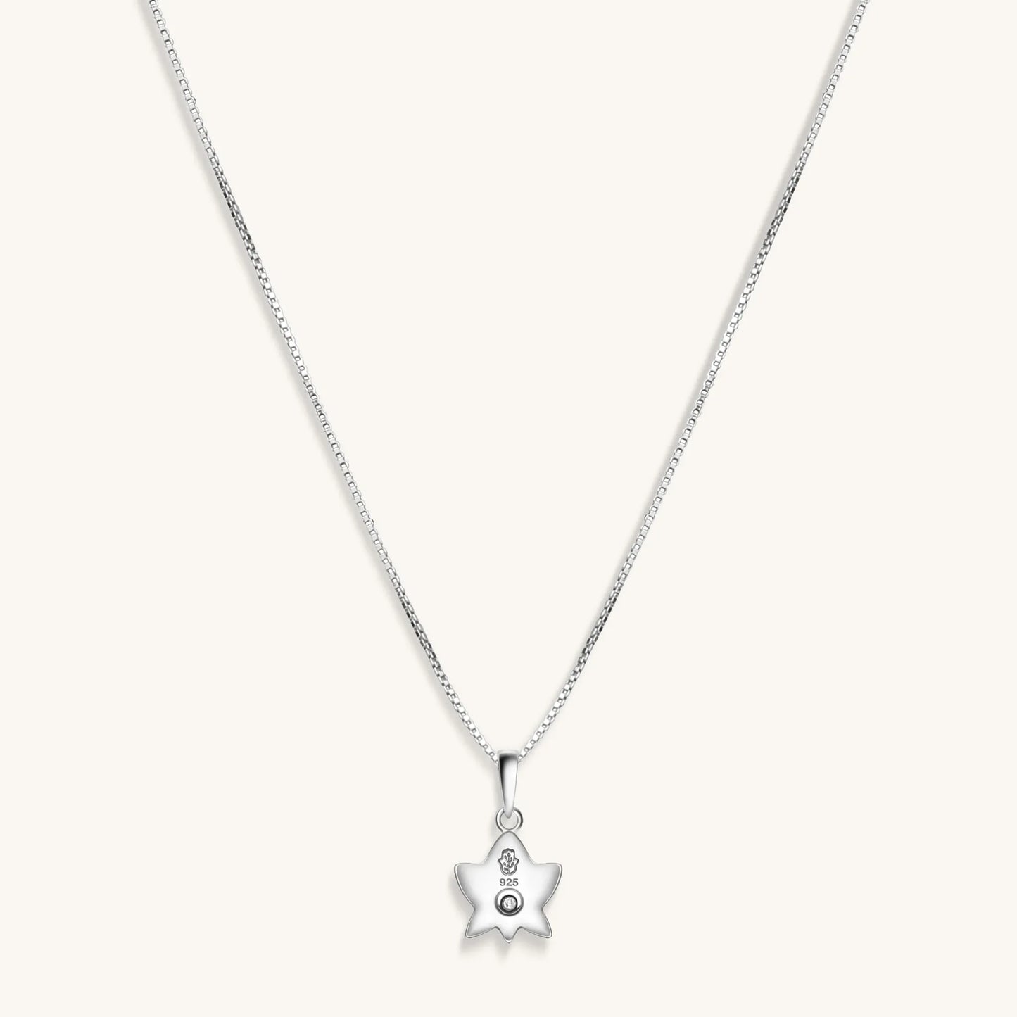 Divine Virtue - White Enamel Diamond Lotus Necklace