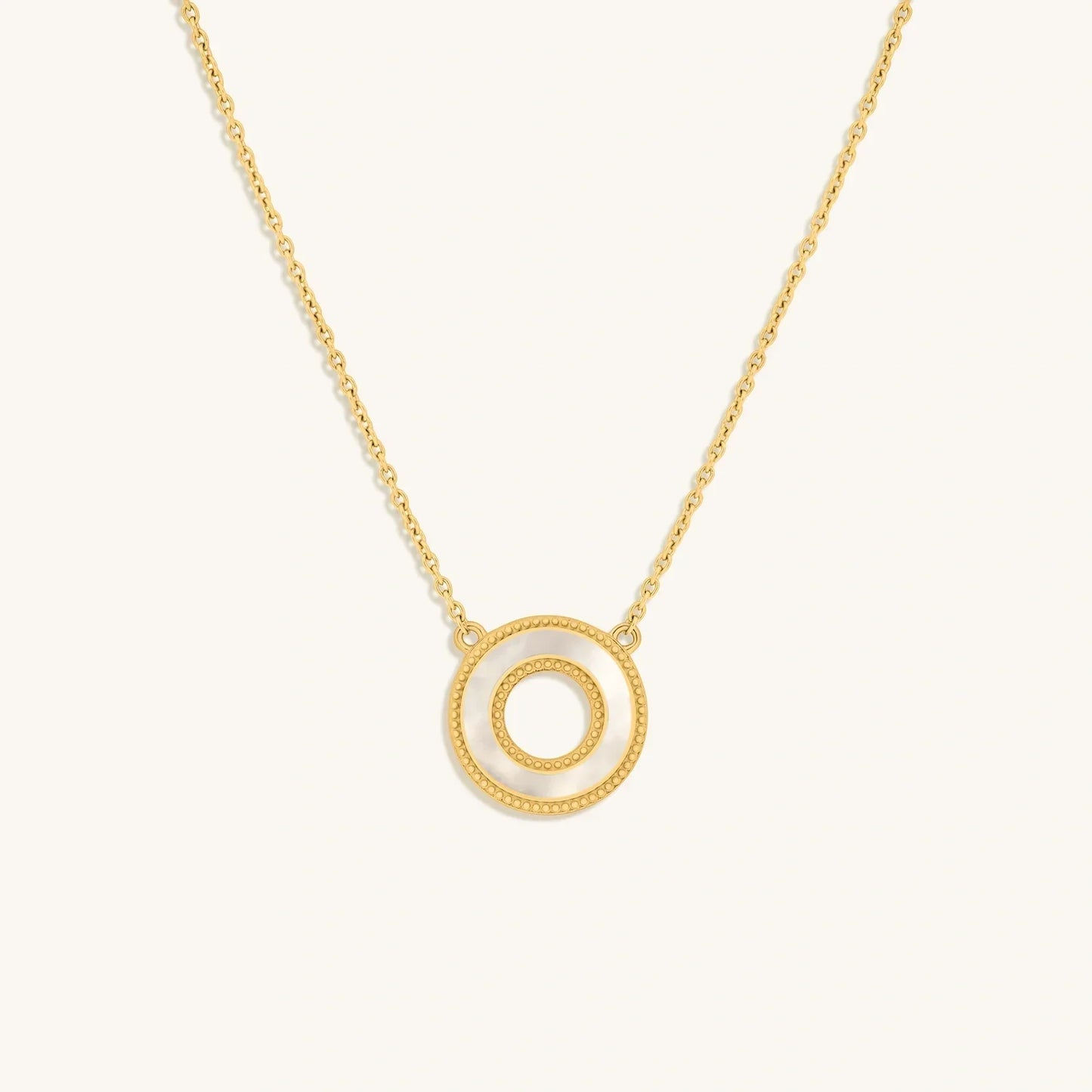 Cherished Flow White Mother of Pearl Karma Circle Gold Necklace