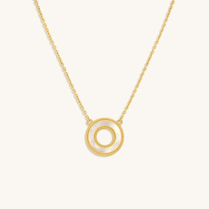 Cherished Flow White Mother of Pearl Karma Circle Gold Necklace