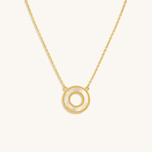 Cherished Flow White Mother of Pearl Karma Circle Gold Necklace
