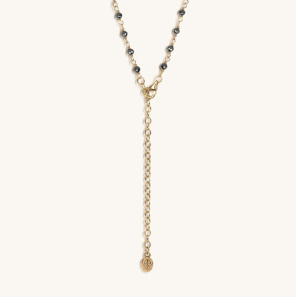 Unwavering Faith Cross - Hematite Rosary Necklace