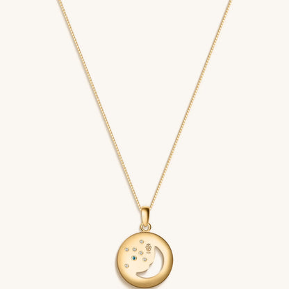 Celestial Impression - White Enamel Moon & Stars Necklace