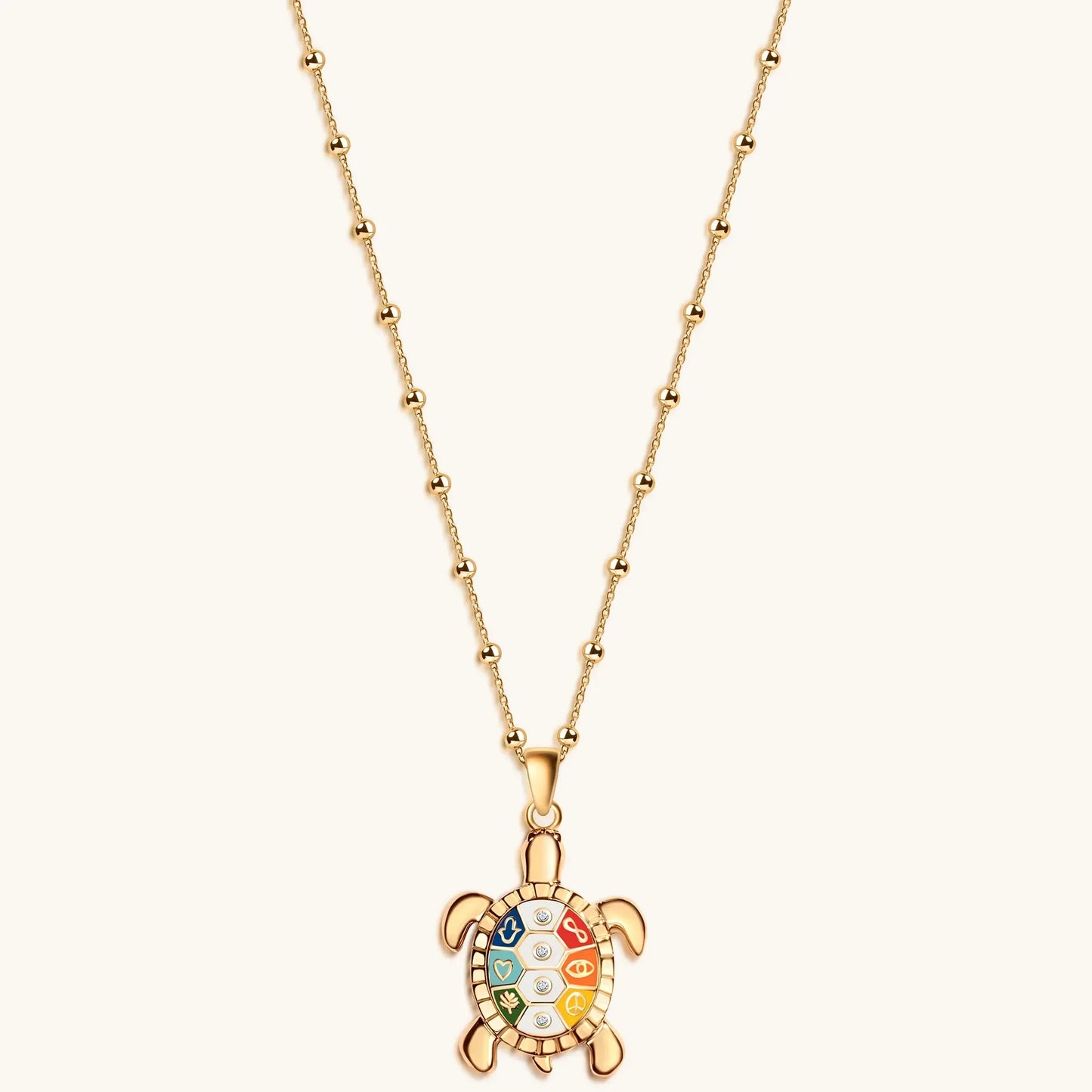 Intuitive Wisdom Multi Symbol Chakra Turtle Necklace