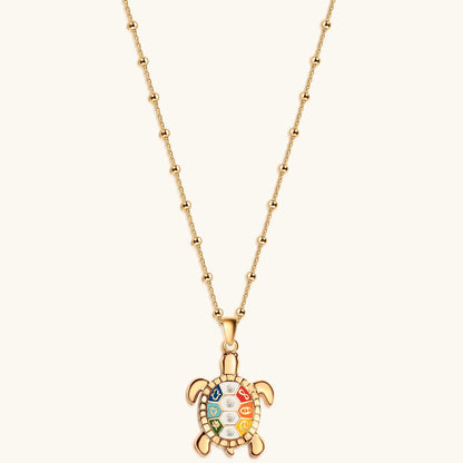 Intuitive Wisdom Multi Symbol Chakra Turtle Necklace