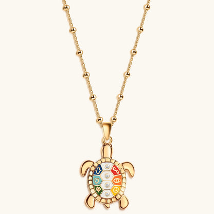 Intuitive Wisdom Multi Symbol Chakra Turtle Necklace
