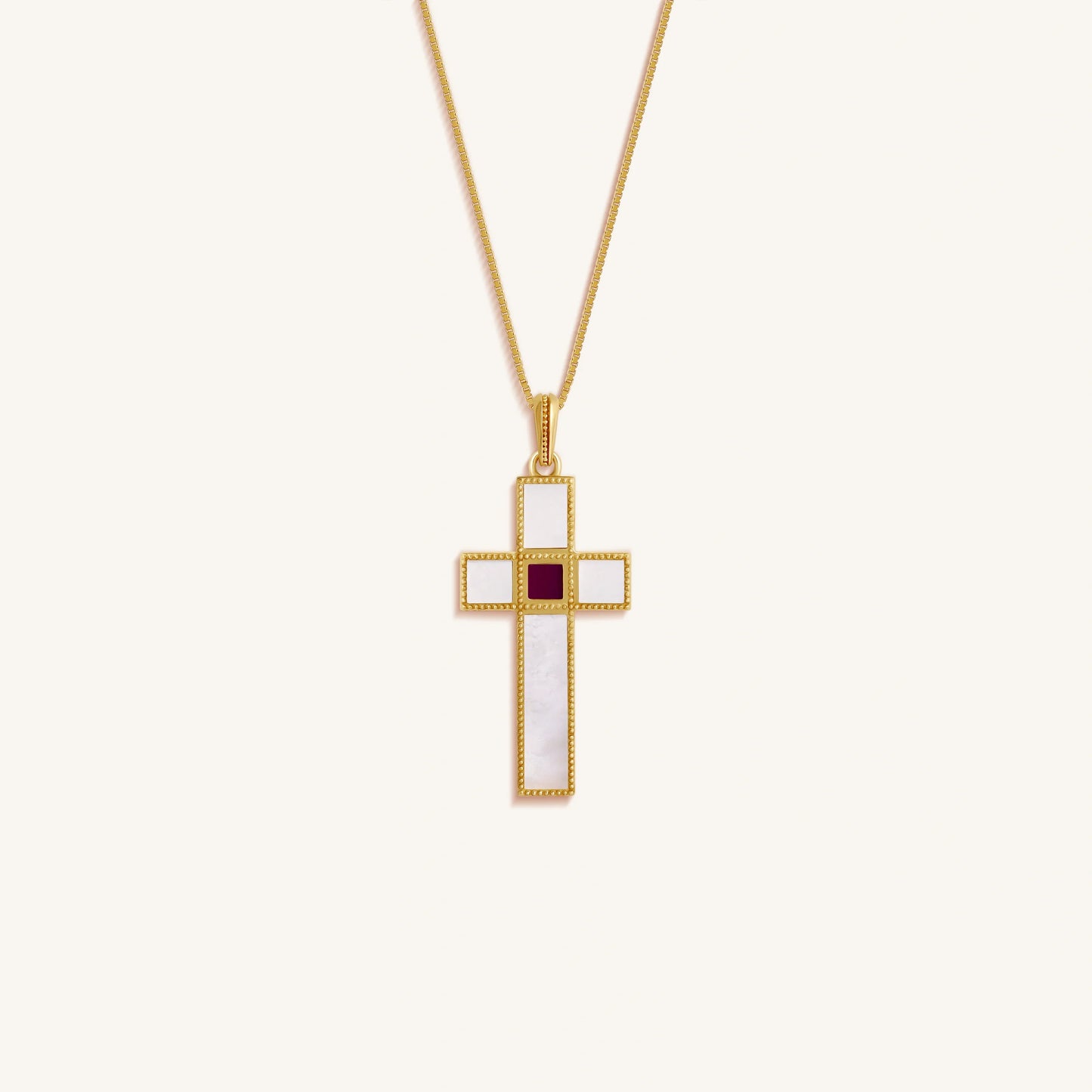 Radiant Harmony Mother of Pearl Cross Bible Nano Chip Necklace - Entire New Testament, King James Version