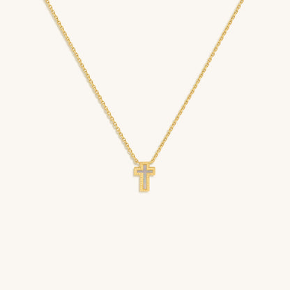 Sweet Surrender Mother of Pearl Cross Gold Necklace