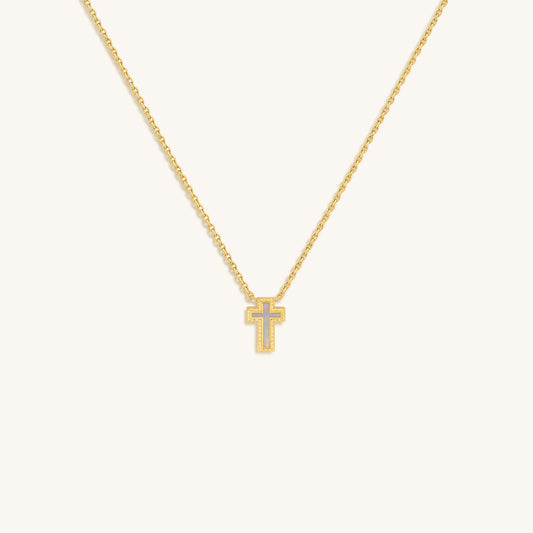 Sweet Surrender Mother of Pearl Cross Gold Necklace