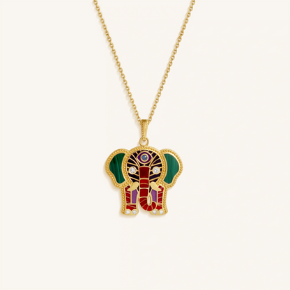 Tranquil Aura – Elephant Multi-Gemstone Necklace