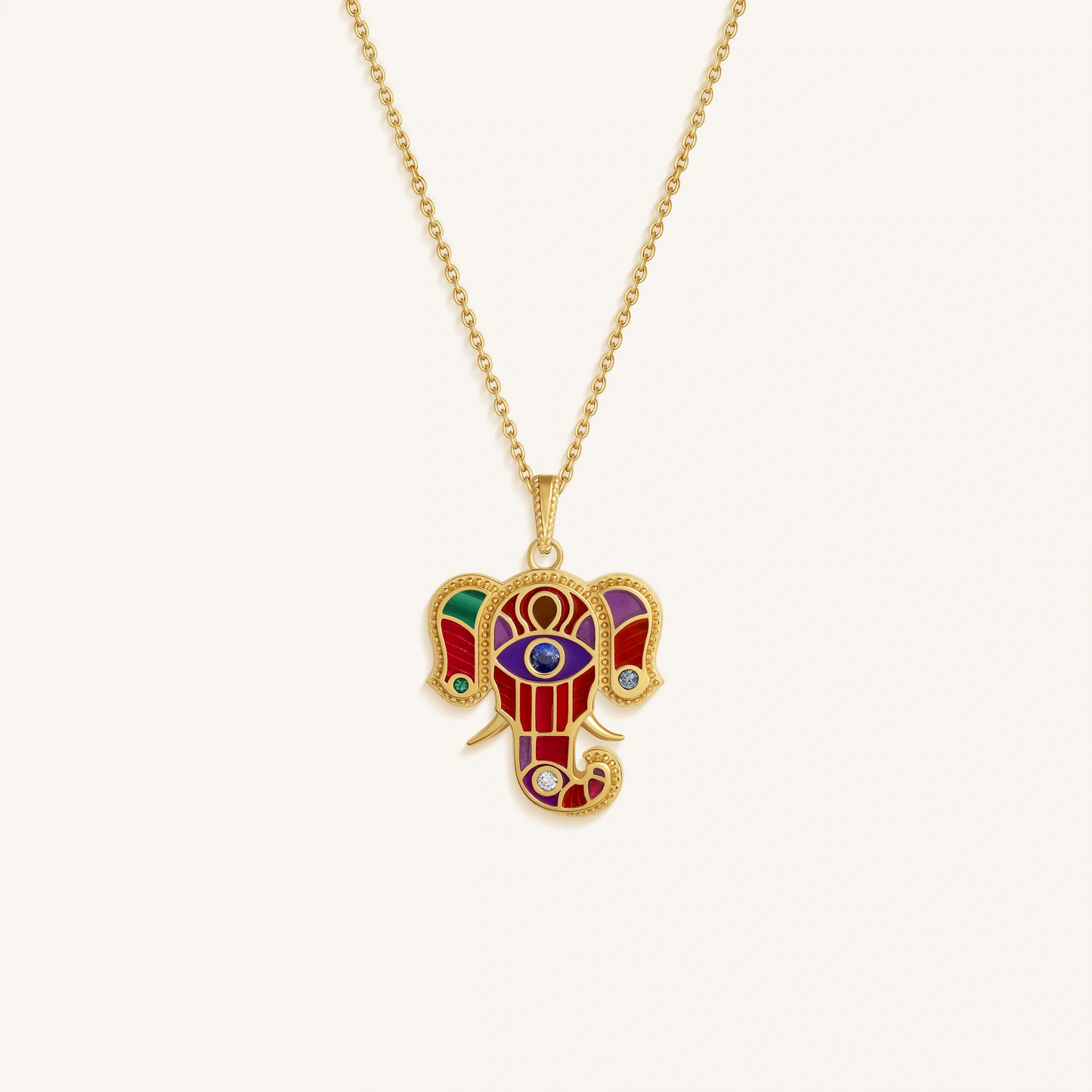 Regal Harmony Elephant Multi-Gemstone Necklace