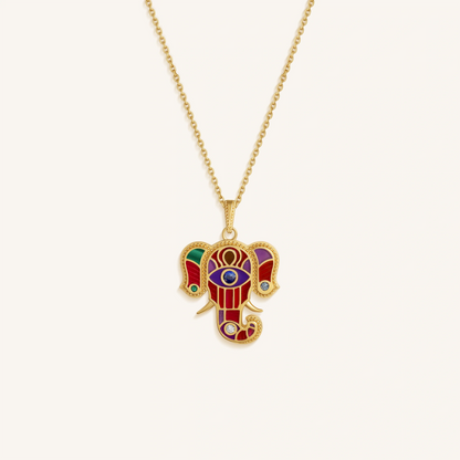 Regal Harmony Elephant Multi-Gemstone Necklace