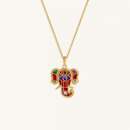 Regal Harmony Elephant Multi-Gemstone Necklace