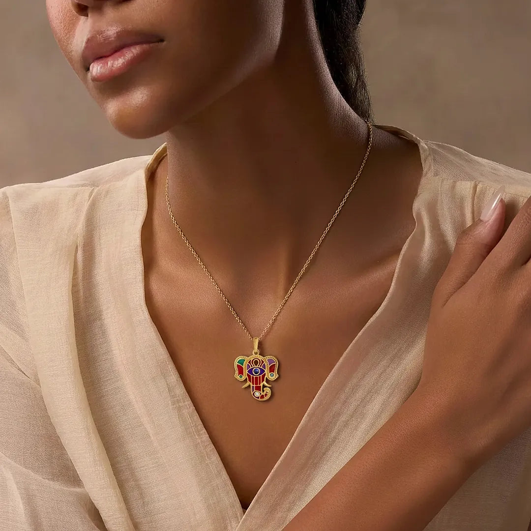 Regal Harmony Elephant Multi-Gemstone Necklace