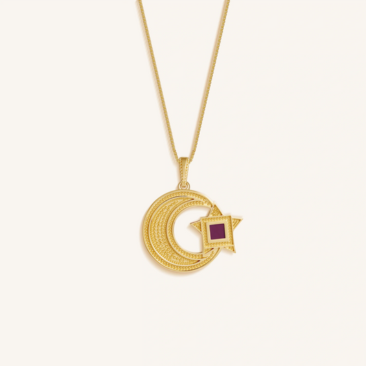 Crescent and Star Quran Nano Chip Necklace