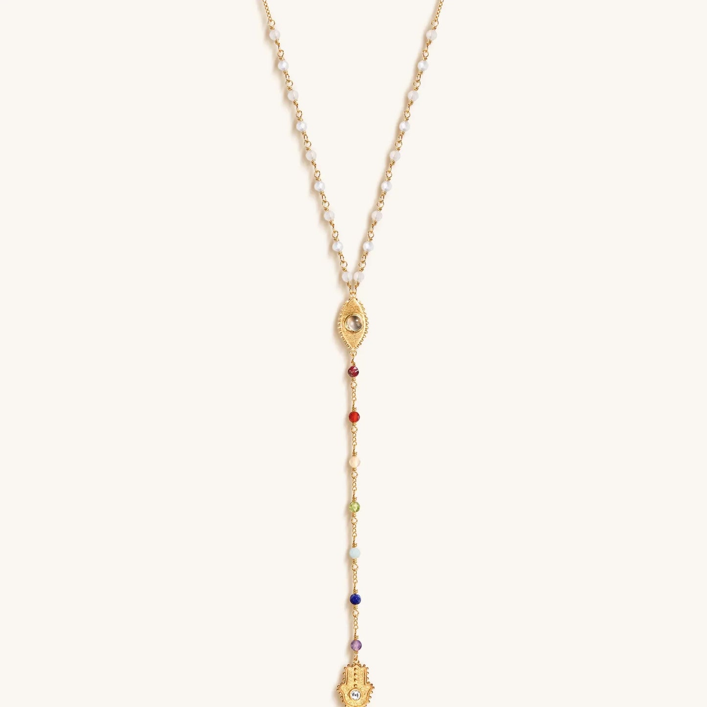 Supreme Awakening - Moonstone Chakra Rosary Necklace