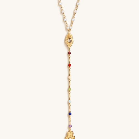 Supreme Awakening - Moonstone Chakra Rosary Necklace