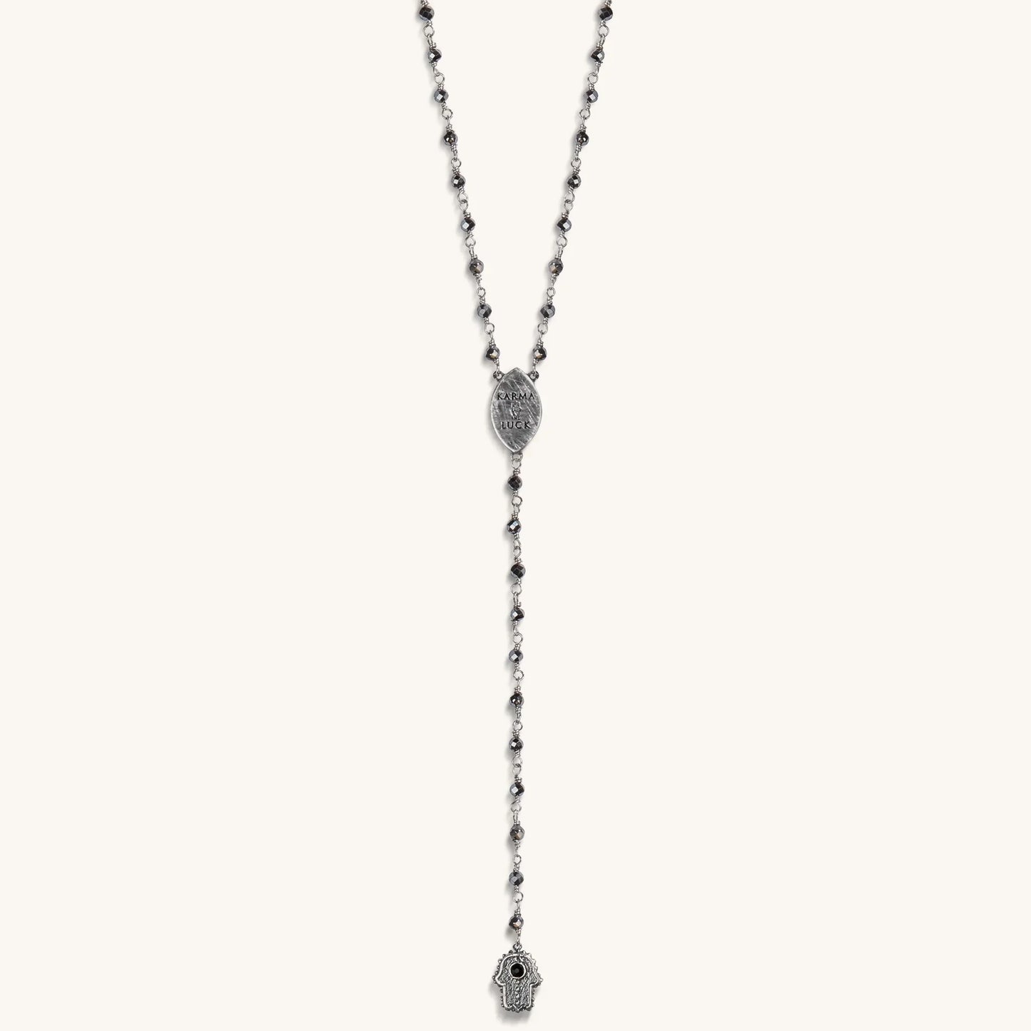 Stand in Strength Rosary Hematite Stone Necklace