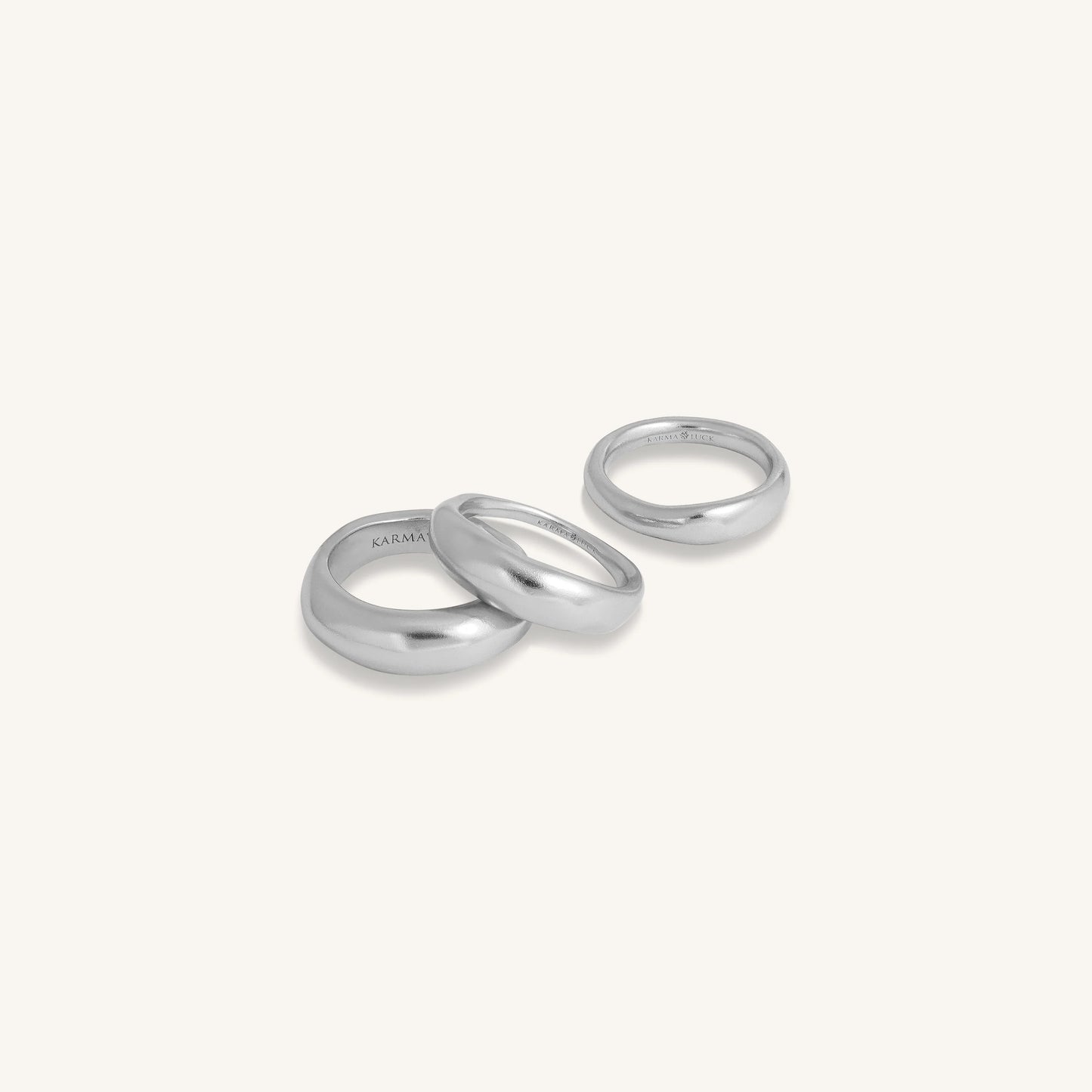 Silver Trine Balance Ring Stack