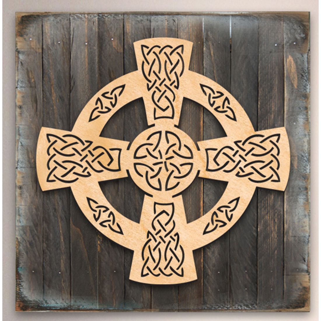 Celtic Wheel Cross - Wooden Wall Art