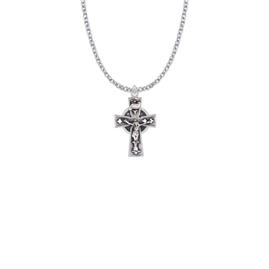 Antiqued Celtic Crucifix - Sterling Silver