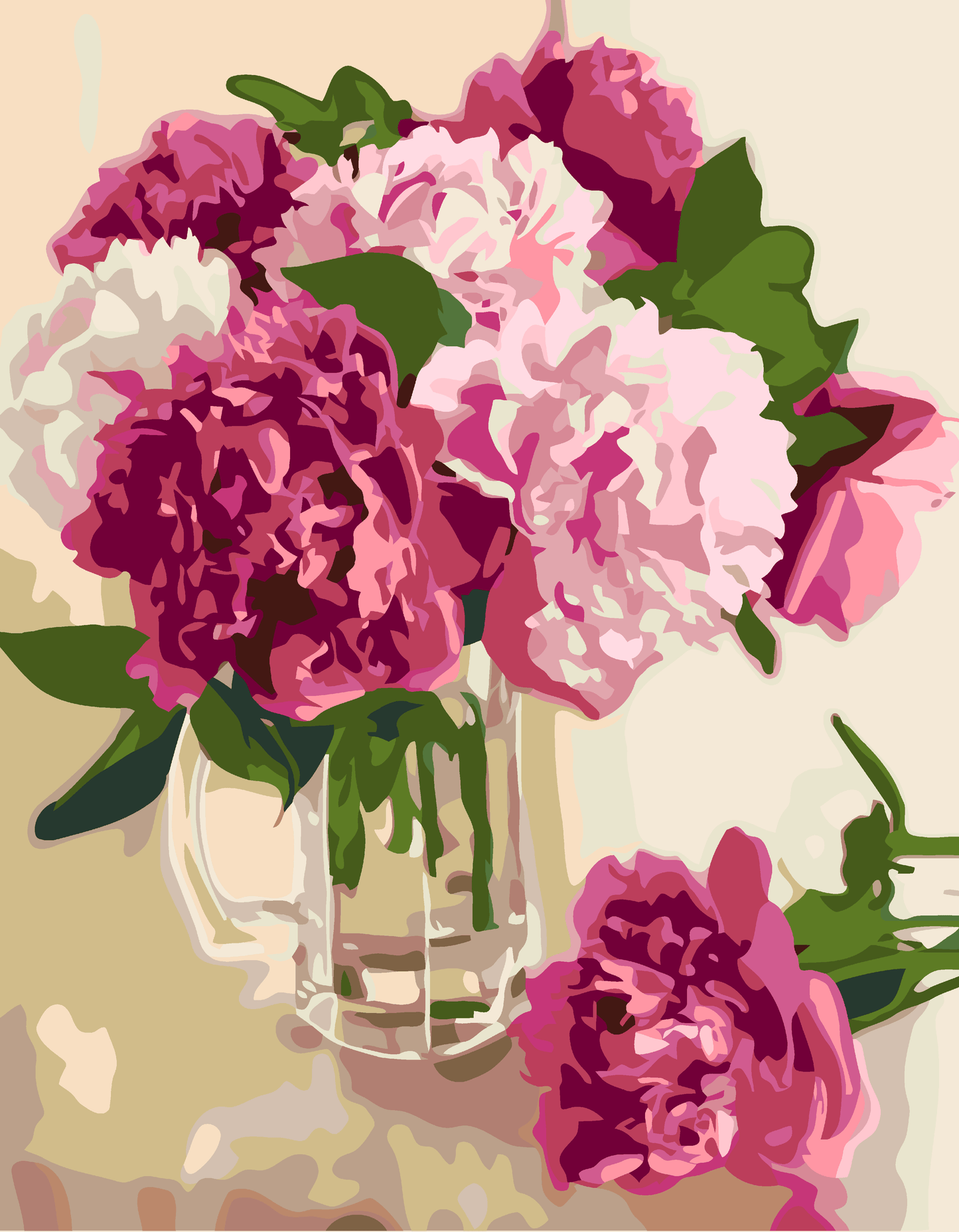 Pink Peonies  - Paint by Numbers Set