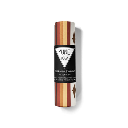Elk Grove Yoga Mat – 6 mm Extra Thick, Double-Sided Non-Slip, Eco-Friendly PER with Earth-Tone Striped Design | Yune Yoga