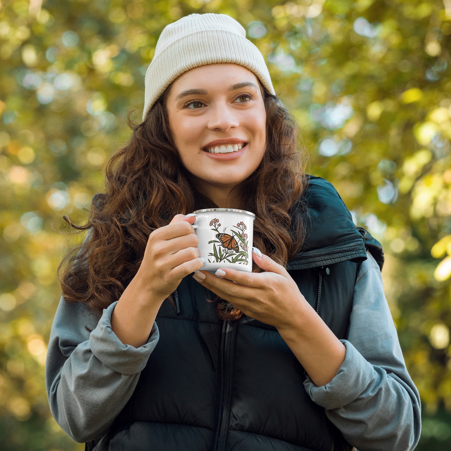 Monarch Morning — Enamel Camp Mug | Monarch Butterfly Art  | Botanical Gift