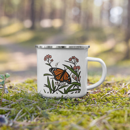 Monarch Morning — Enamel Camp Mug | Monarch Butterfly Art  | Botanical Gift