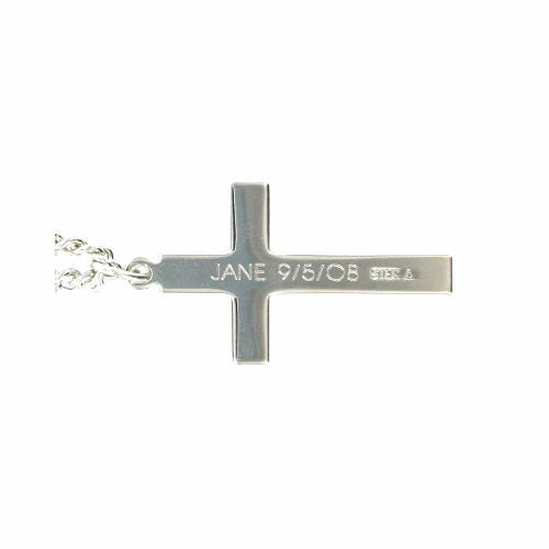 Black Enameled Cross Necklace — Personalized Sterling Silver Cross | Engraved Gift for Baptism, Confirmation & Graduation