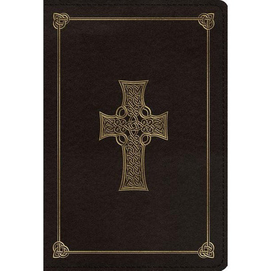 ESV Large Print Compact Bible with Golden Celtic Cross - Celtic Reader